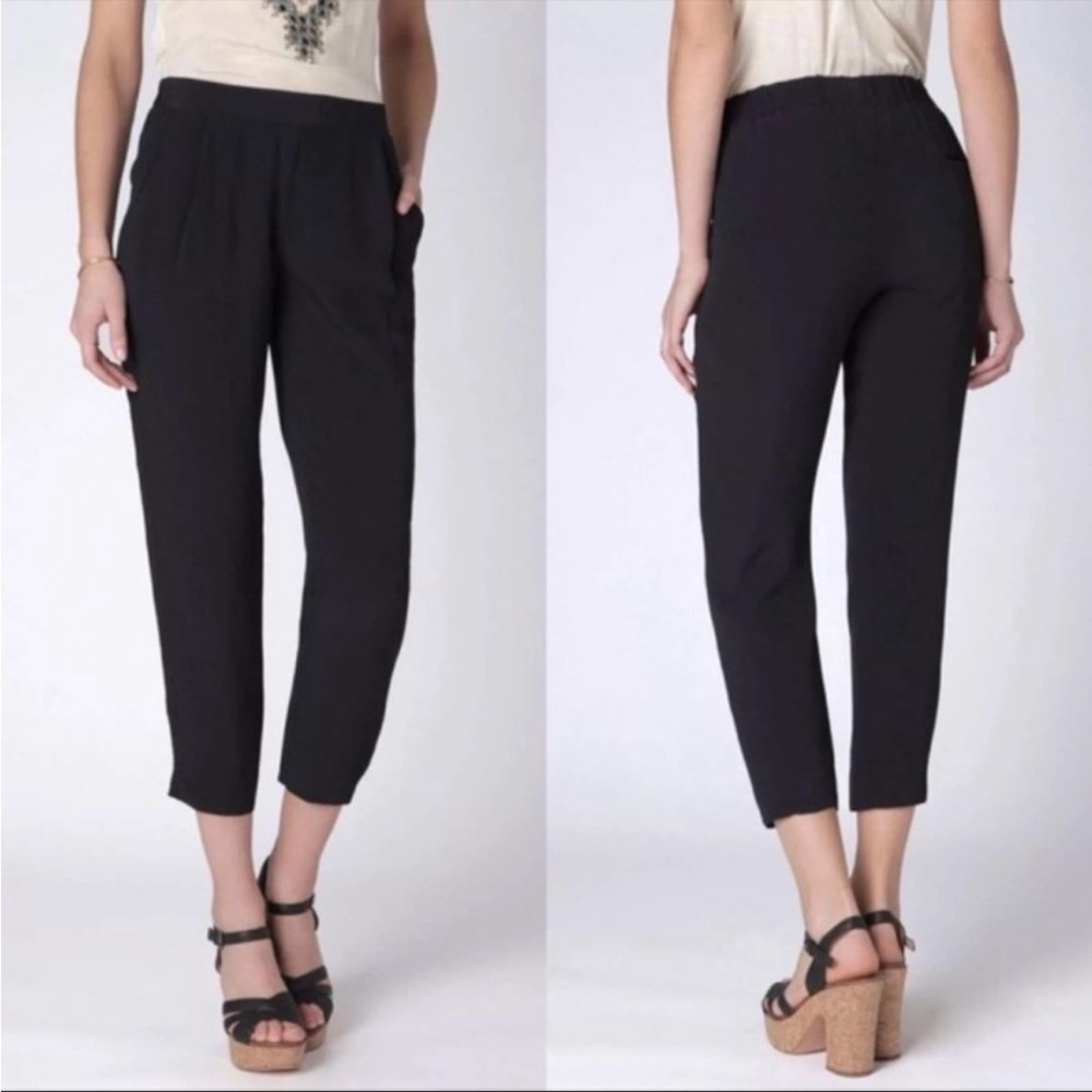 Anthropologie Black Straight-Leg Cropped Pants